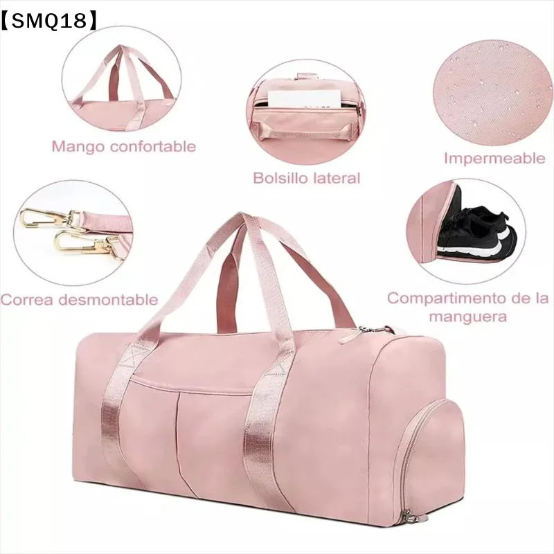 Gym Bag with Shoe Compartment and Wet Bag Airplane Travel Duffel Bag Sports Fitness Tote Bag for Swimming Yoga【Smq】