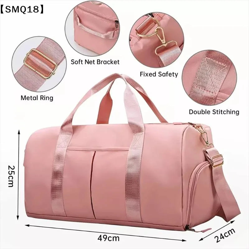 Gym Bag with Shoe Compartment and Wet Bag Airplane Travel Duffel Bag Sports Fitness Tote Bag for Swimming Yoga【Smq】