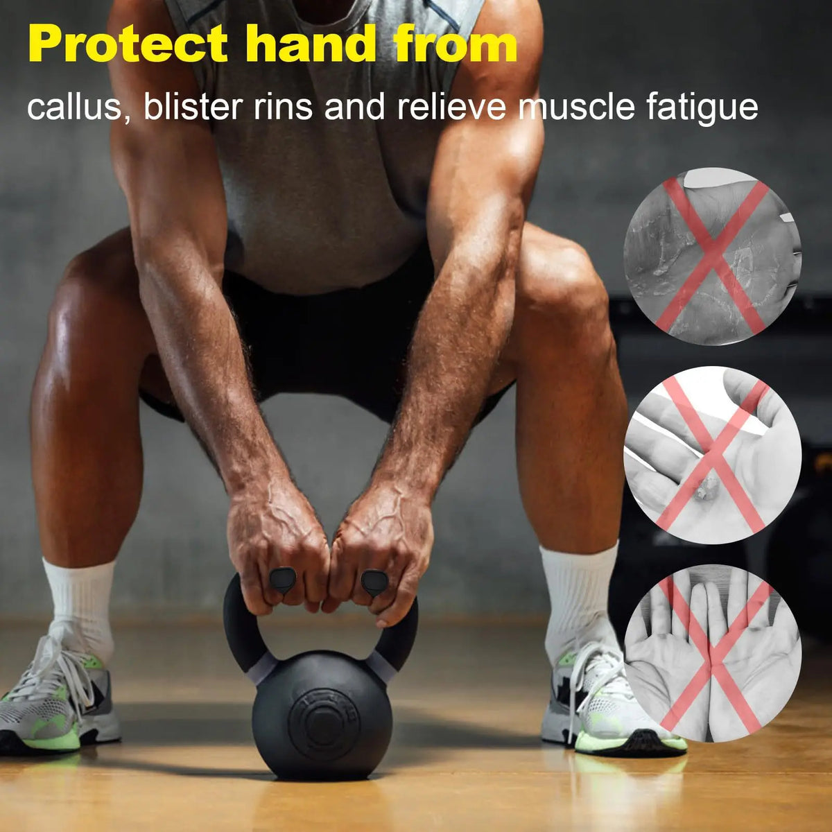 Anti-Slip Grips Strengthener Portable Finger Trainer Ergonomic Rubber Hand Protector for Weight Lifting Pull-Ups Gym Training
