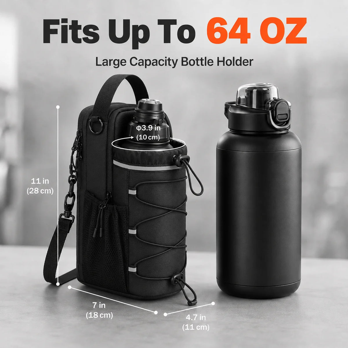 Magnetic Gym Bottle Bag Water Bottle Holder Fitness Accessory Hands Free Storage Bag for Gym Workout Running Travel Sports Gear